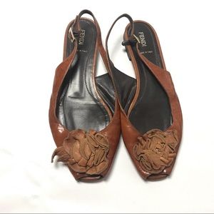 Fendi Slingback Sandal EU 40.5 US 10 Peep Toe